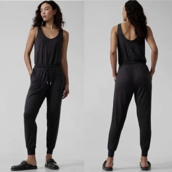 ATHLETA Balance Jumpsuit Black Sz L $108 {3Q28} - Picture 1 of 7